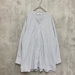 ap retro アプレトロ　バックプリーツバンドカラーシャツ　白×黒×ストライプ柄　レディース　Fサイズのサムネイル