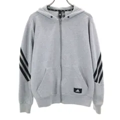 adidas アディダス 長袖 ジップパーカー M ライトグレー メンズ 古着
