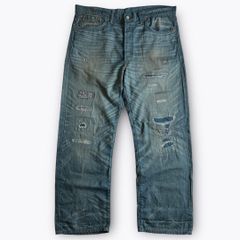 ハイウェイナインストレートデニム ダメージ加工 パッチ付き - メルカリ