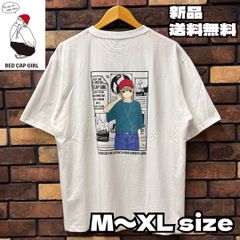 【RED CAP GIRL 天竺バックプリント半袖Tシャツ】レッドキャップガール ルーズサイズ ゆったり クルーネック ユニセックス メンズ レディース 男女兼用 ペアルック ストリート カジュアル RE25SU08 ホワイト 新品未使用 送料込み