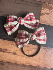 チェックリボン ヘアゴム