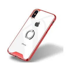 iPhone x/iPhone xs ケース クリア 薄型 軽量 全面保護 落下衝撃吸収 TPU 耐衝撃 (赤 iPhone x/i)