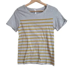 MHL.(エムエイチエル) 半袖Tシャツ サイズ2 M レディース - ライトグレー×ダークイエロー クルーネック/ボーダー