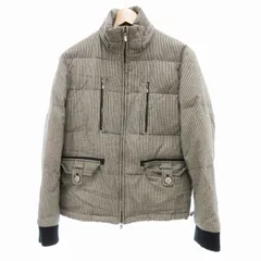 コムサデモードメン COMME CA DU MODE MEN ダウンジャケット ブルゾン ミドル丈 ジップアップ ハウンドトゥース 千鳥格子 M 白 黒 /JS