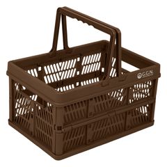 【在庫セール】折り畳み 折りたたみカゴ レジカゴ 買い物カゴ カゴ コンテナ 折りたたみコンテナ ボックス アウトドア ジージーエヌ ブラウン