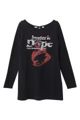 HYSTERIC GLAMOUR ヒステリックグラマー 01253CL11 HYSTERIC DOPE Tシャツ BLACK 正規通販 レディース