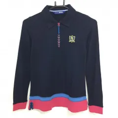 ブラックアンドホワイト 長袖ポロシャツ ネイビー×ピンク ハーフジップ ストレッチ レディース 1(S) ゴルフウェア Black＆White