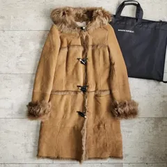バナナリパブリック ☆ ムートンコート ダッフルコート M ブラウン フード付き 羊革 BANANA REPUBLIC