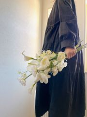 キナ様専用ページ　オーダーブーケ　ウェディングブーケ　ブートニアセット　アーティフィシャルフラワー　白チューリップ　カラーリリー