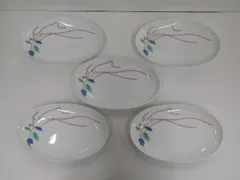 深川製磁 水引草 楕円多用皿揃 ５枚囗T巛
