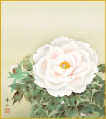 色紙  色紙掛けなし 色紙絵  和風 牡丹  モダン 掛軸 床の間 和室 おしゃれ 壁掛け 絵