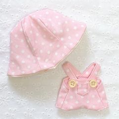 ちびぬい服2点セット（サロペット&帽子）ギンガム紫 - メルカリ