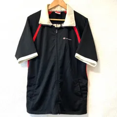 大きいサイズ！XL！(^w^)b Champion USA チャンピオン ジップアップ 半袖 ジャージ トラック ジャケット スポーツ 運動 トレーニング トップス スポーティ アクティブ ブラック メンズ 男性