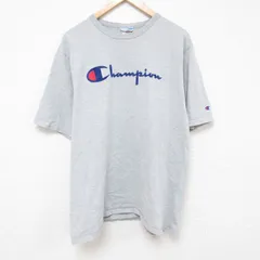 XL/古着 チャンピオン champion 半袖 ブランド Tシャツ メンズ フロッキープリント ビッグロゴ 大きいサイズ クルーネック グレー 霜降り 2