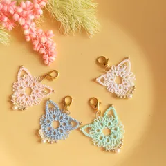 タティングレースのマスクチャーム ~お出かけねこちゃん~  ＊ニッケルフリー＊