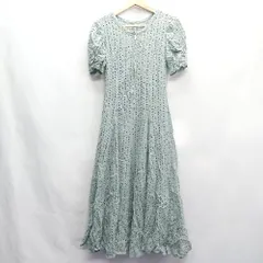 ◇ ⊂ LILLIAN CARAT リリアンカラット レース インナーあり 半袖 ロング丈 ワンピース サイズM グリーン系 レディース E  【1408220053025】