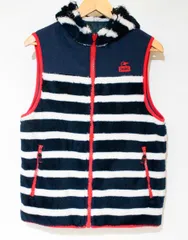 【中古】 CHUMS メンズフリースジャケット S CHUMS/エルモベスト/リバーシブル/フリースジャケット/S/白 ホワイト/紺 ネイビー/ボーダー/CH04-0631