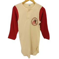 チャンピオン Champion 80S USA製 トリコタグ 企業ロゴ 染み込みプリント ヘンリーネック カットソー メンズ import：S 