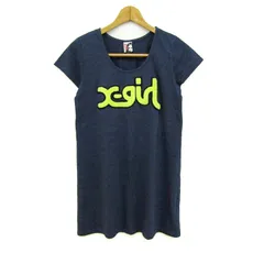 エックスガール ワンピース 半袖 ロゴ トップス レディース 1サイズ ネイビー×イエロー X-girl 【中古】