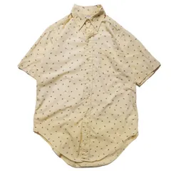 90's USA製 ブルックスブラザーズ Makers ペイズリー ドット ボタンダウンシャツ 半袖 (15) 薄黄色 90年代 アメリカ製 旧タグ オールドアメリカ古着 USED  ビンテージ ヴィンテージ