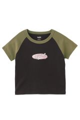 X-girl エックスガール 105251011005 OVAL LOGO EMBROIDERY RAGLAN S/S ラグランTシャツ BLACK 正規通販 レディース