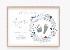 【2枚セット】命名書 オーダー手形足形アート ハーフバースデー ベビーポスター