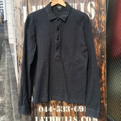 【RRL】ダブルアールエル 長袖 ポロシャツ カットソー 黒◆Size:US-S