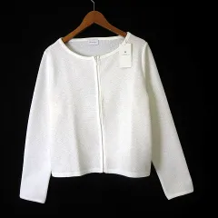 グリーンレーベルリラクシング ユナイテッドアローズ green label relaxing メッシュ ジップ カーディガン 透かし ラッセル編み 長袖 M 白 ホワイト タグ付 美品