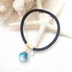 [新品・人気]ホタルがらすヘアゴム♫(ブレスレットにも⭐︎)アクアカラー♪