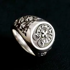 馬蹄 印台リング 指輪 ホースシュー クロス シルバー ステンレス ヴィンテージ調 a