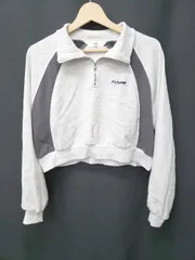 ◇ ⊇ WEGO ウィゴー ショート丈 長袖 ハーフジップ プルオーバー サイズF グレー レディース E  【1411130016059】