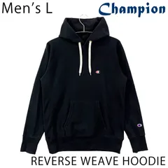 【USED／メンズL】CHAMPION リバースウィーブ フーディ 5段 ロゴ ブラック