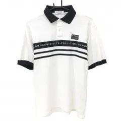 【美品】ダンロップ 半袖ポロシャツ 白×黒 胸ライン  メンズ M ゴルフウェア 