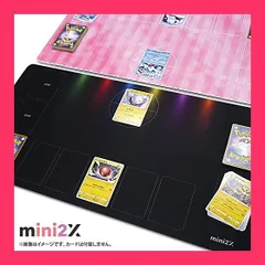 【スタッフおすすめ！】mini2x TCG ポケモンカード 用 ラバー プレイマット バトルフィールド ハーフ 30*60cm 収納袋付き (ハーフ, 黒)