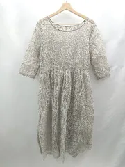 ◇ ⊂ 株式会社ワンピース シアー レース 長袖 ロング ワンピース サイズ表記なし グレー系 レディース E  【1503060019375】