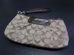 ■美品■ COACH コーチ シグネチャー キャンバス×レザー ハンドルストラップ付 ポーチ マルチケース ブラウン系 DH1540