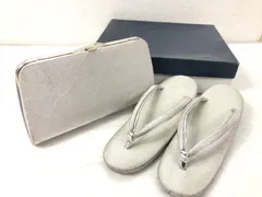 【美品】 草履 バッグ セット ／ Zori Sandals & Handbag Set 銀色系 シルバー金襴織 Lサイズ 振袖 訪問着 留袖 成人式 結婚式 和装小物
