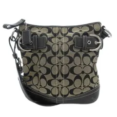 コーチ COACH 6740 シグネチャー スモールソフトダッフル ショルダーバッグ 斜め掛け キャンバス レザー ベージュ 黒 ブラック /FT