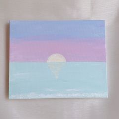 癒やしの絵画ヒーリング風水＊空鏡 太陽 光風青黄紫 静寂安定 やる気