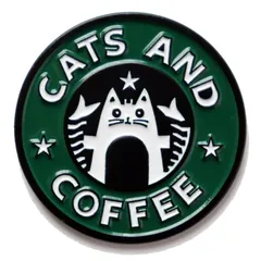 猫とコーヒー ピンバッジ CATS AND COFFEE パロディピンズ ネコ