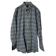 Z1536 BURBERRY LONDON バーバリーロンドン ノバチェック長袖シャツ ボタンダウン ライトブルー サイズL