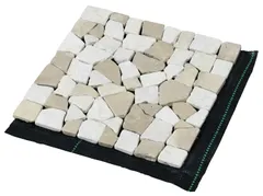 単品(1枚) 除草シート付 マット部分30×30㎝ 除草シート部分約33×33㎝ 天然石マット ジョイント不要 カット可能 おしゃれ 雑草対策 ガーデニング [ガーデンマスター] 庭 防草天然石マット ガーデンマスター STM-30BS(BE)1P ベージュ