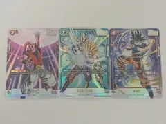 TCG トレカ ドラゴンボールカードゲーム フュージョンワールド 魔人ブウ:悪 SR☆ FB04-093 / 孫悟飯:少年期 SCR☆ FB01-140 / 孫悟空 SCR☆ FB01-139 パラレル カード 3枚セット 中古 [M-4627]