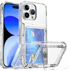 [La Momo] iPhone12 ケース カード収納 クリア アイフォンケース iPhone12Pro 透明ケース 全面保護 バンパー クリアケース スマホケース iPhoneケース 耐衝撃 アイフォン用 カバー スタンド機能 カードポケット付き シン 0