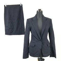 日本製★アンタイトル/UNTITLED★春夏/スカートスーツ/セットアップ【上下1/レディースS/navy/紺ストライプ】Jackets/skirt/Set up/Made in Japan◆zBH314