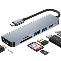 【人気商品】Air/Chromebook/Surface Pro/MacBook MacBook/MacBook SD/MicroSDカードリーダー GO/HP PD87W急速充電 USB3.0/USB2.0ポート HDMI出力 Spectre/Dell 4K