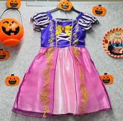 ✨新品✨ハロウィン🎃魔法使い　ラプンツェル姫様風　子供用 憧れのプリンセス に変身　お姫様　夢のディズニーストーリー　ハロウィン　クリスマス　発表会　誕生日会 七五三　ギフト にピッタリピンクとパープルワンピースドレス120cm 0923-01