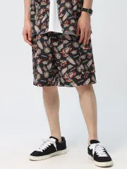 コールマン ショートパンツ カーゴ 総柄プリント Coleman アウトドア 短パン ブラック