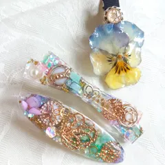 本物のお花のヘアピン×レジンのヘアピンのセット 発表会 お出かけ デートに