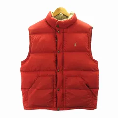 ポロ バイ ラルフローレン Polo by Ralph Lauren ダウンベスト スタンドカラー ロゴ刺繍 ナイロン L 赤 レッド ■GY09 ☆AA★ 0516のサムネイル